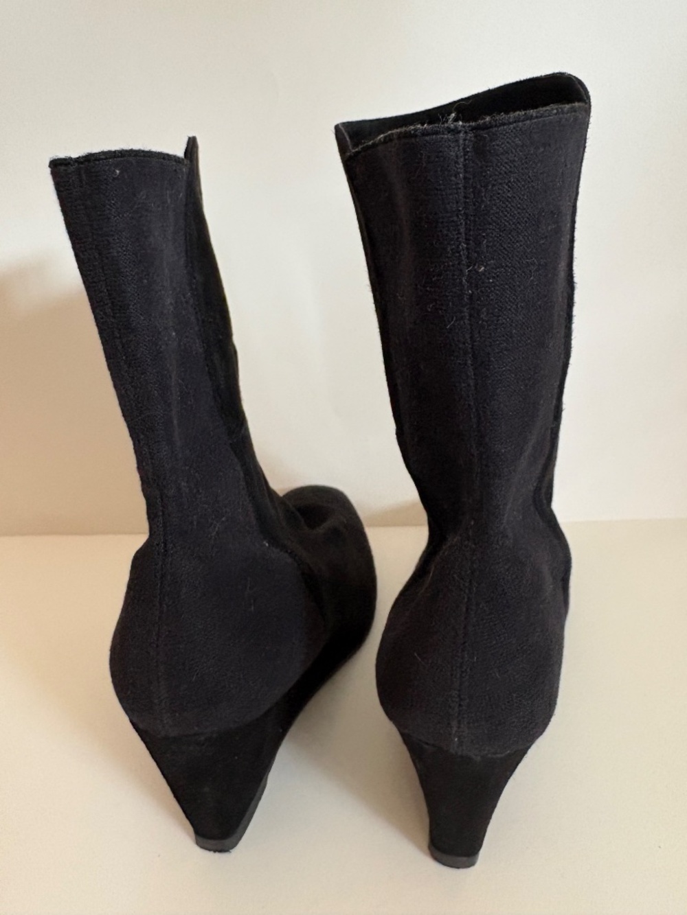 Stuart Weitzman- Beatrice Black Suede Wedge Boots - Picture 5 of 6